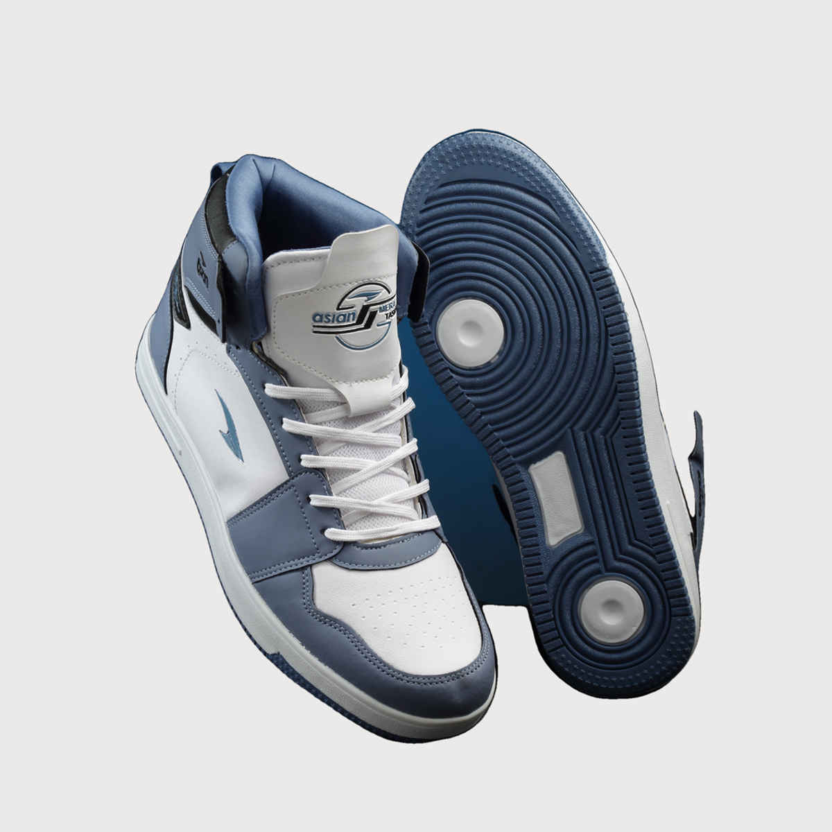 Asian Carnival-13 Hightop Sneakers For Men Slate White | UK-10