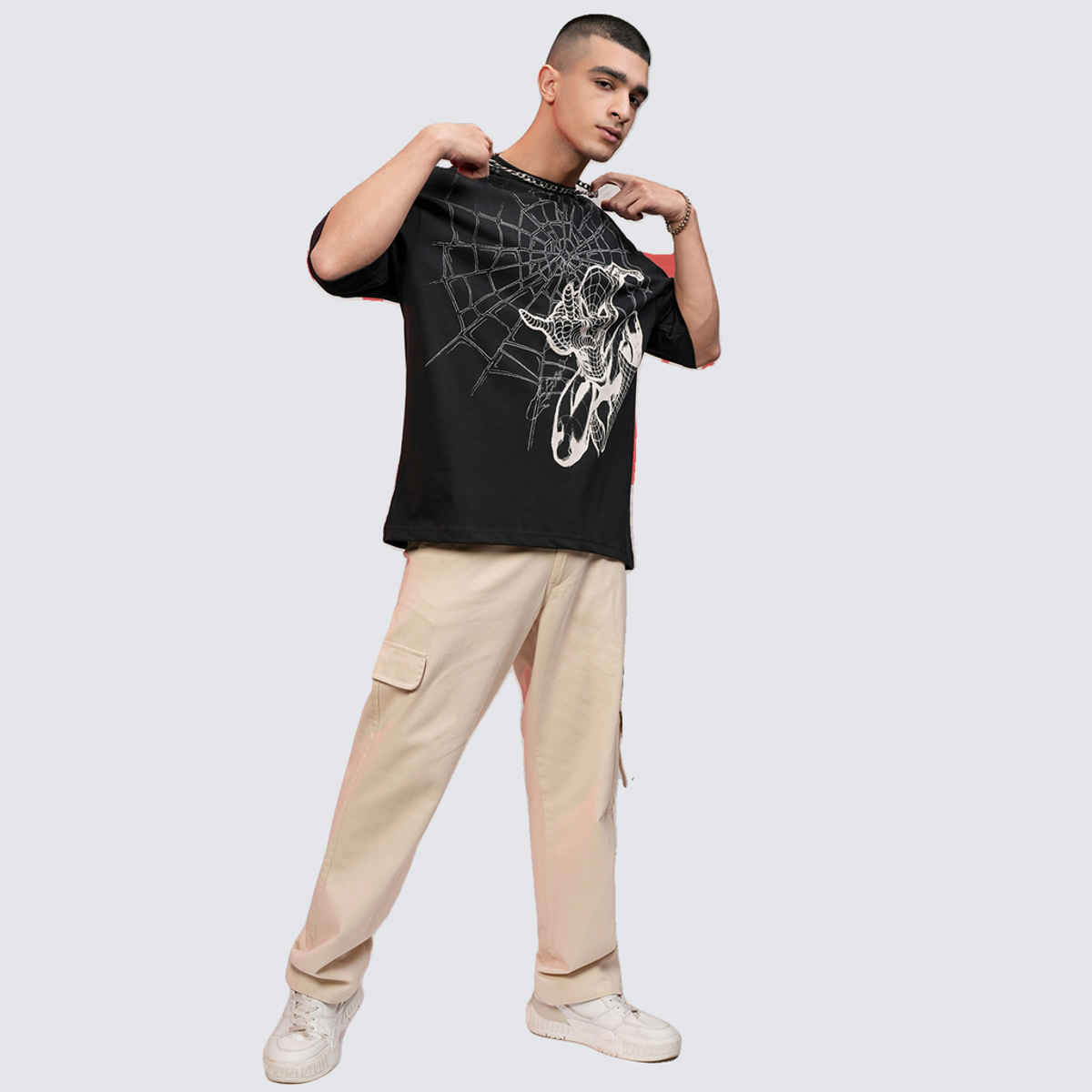 Highlander Men's Marvel Spider-Man Oversized Drop Shoulder T-shirt | Black - XS