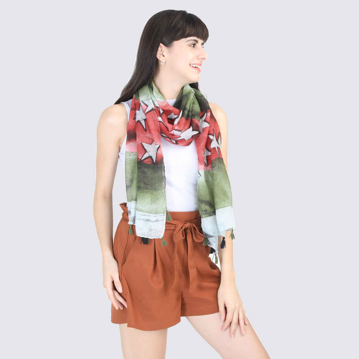 Fabseasons Women's Cotton Scarf | Green - One Size
