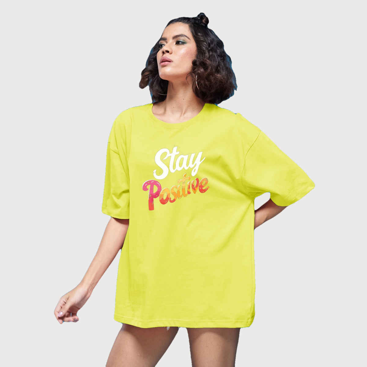 Smartees Women's Oversize Printed T-shirt | WW - 2034 | Lemon - XL