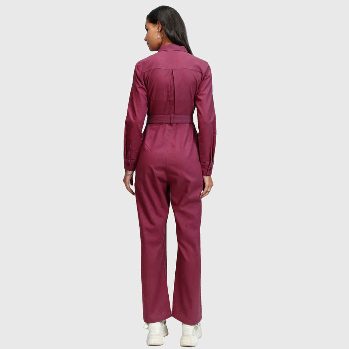 Tokyo Talkies Women's Solid Straight Leg Jumpsuit | Magenta - M