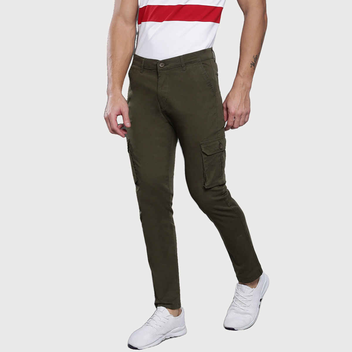 Dennis Lingo Men's Tapered Fit Cotton Cargos Trousers | Olive | 34