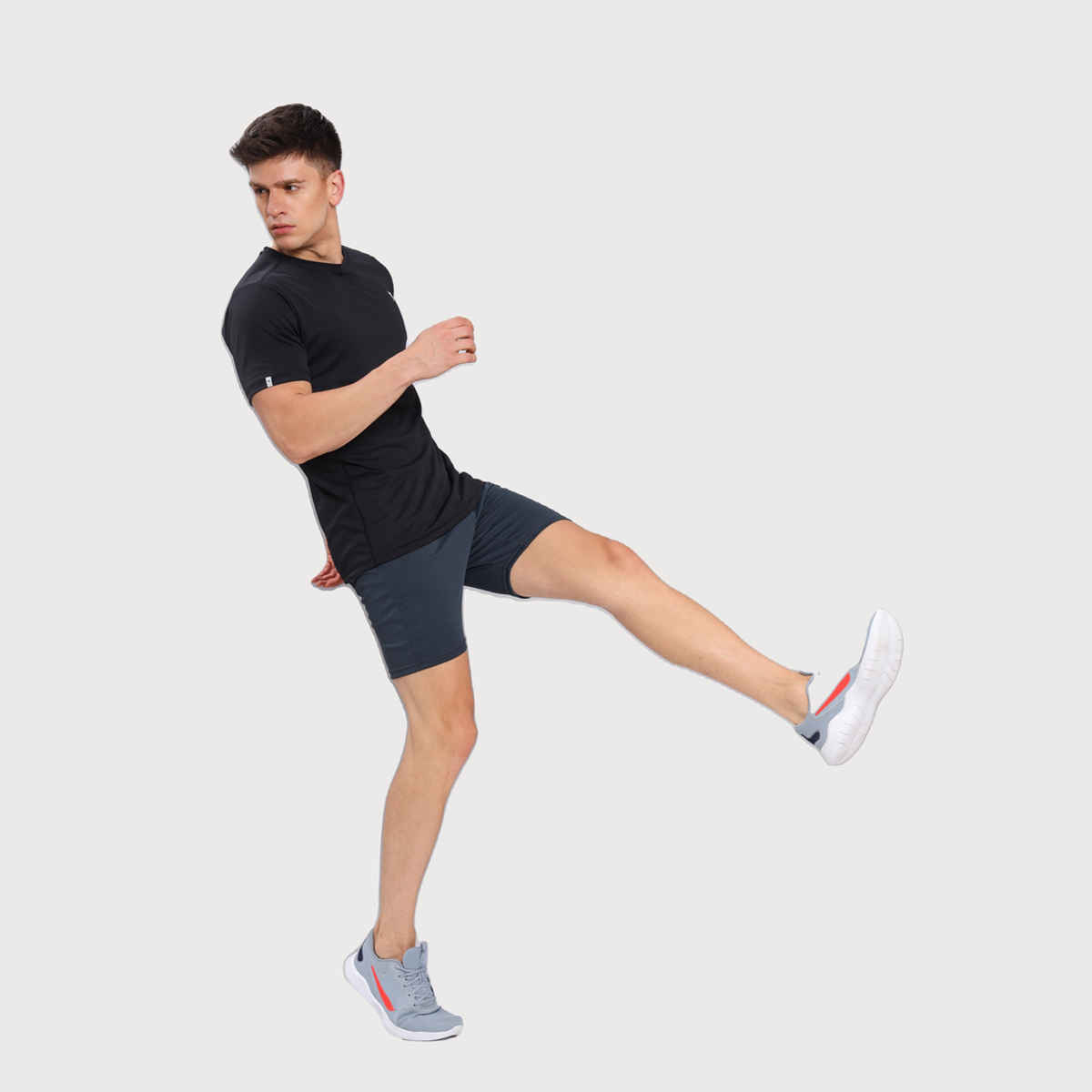 Technosport Men's Poly Solid Slim Fit Round Neck Sports T-shirt | Black - XL