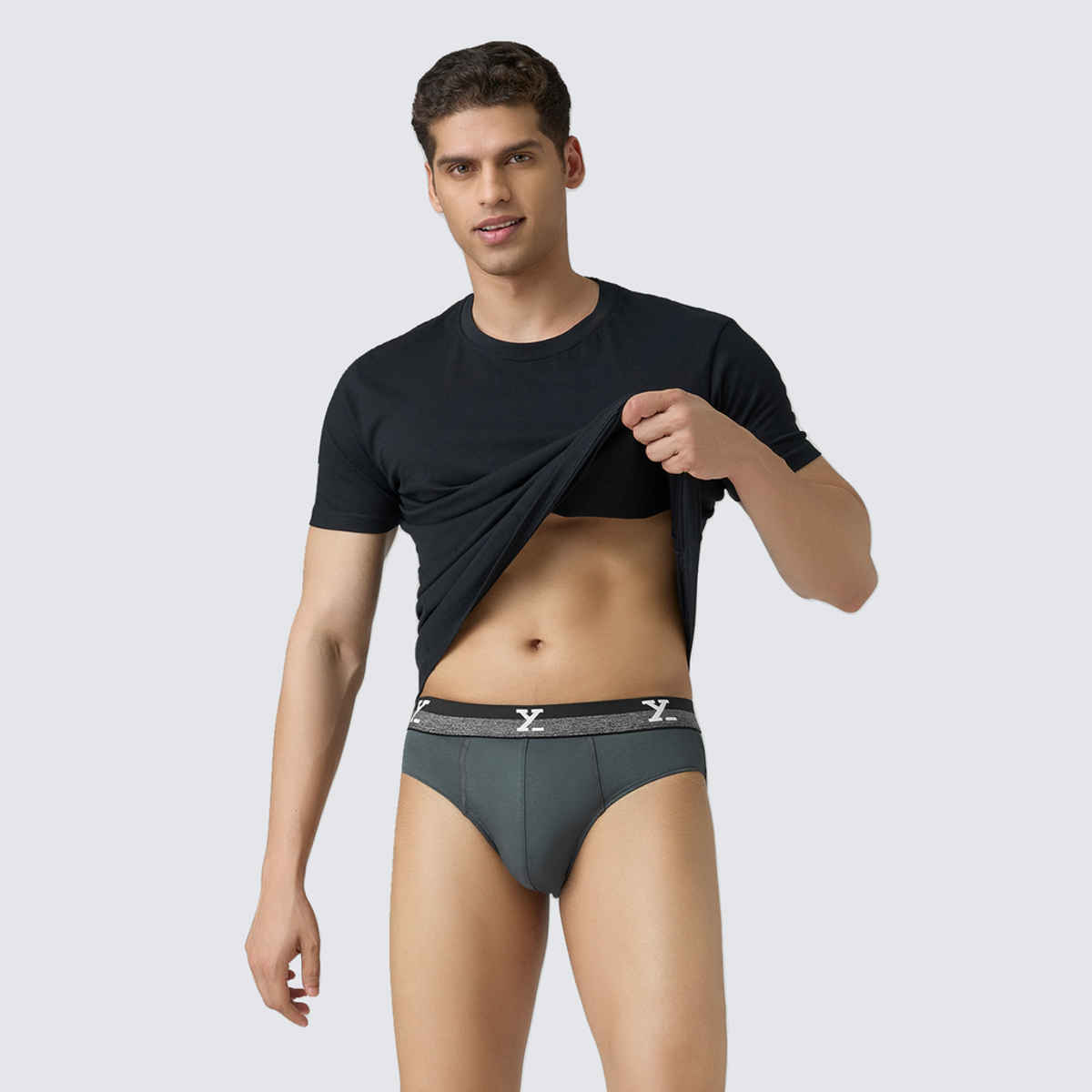 XYXX Men's Cotton Solid Briefs, Pack of 1, Anchor Grey| M