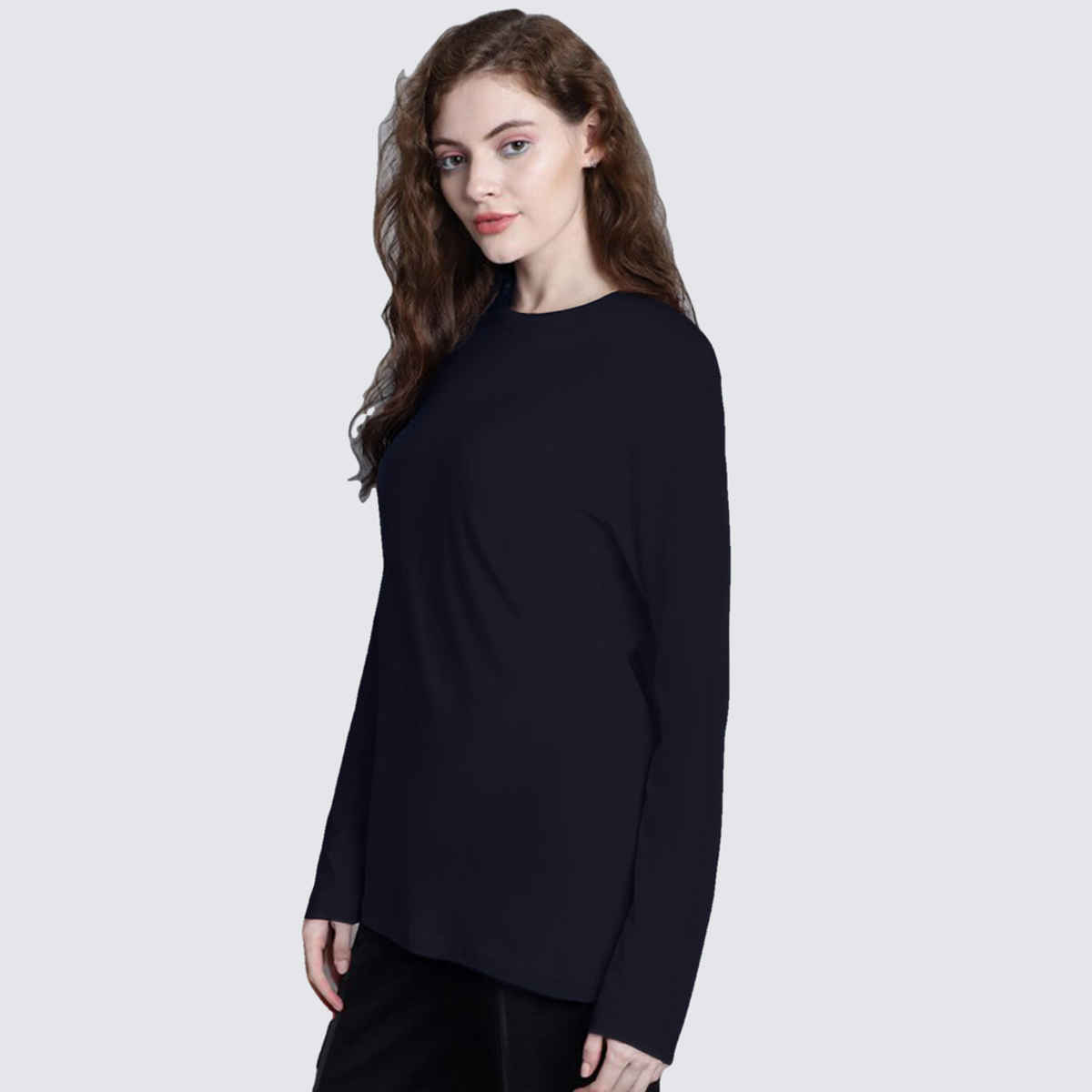 JUNEBERRY Women's Plain Full Sleeve Regular Fit T Shirt | JB FS REG NVY M | Navy - M