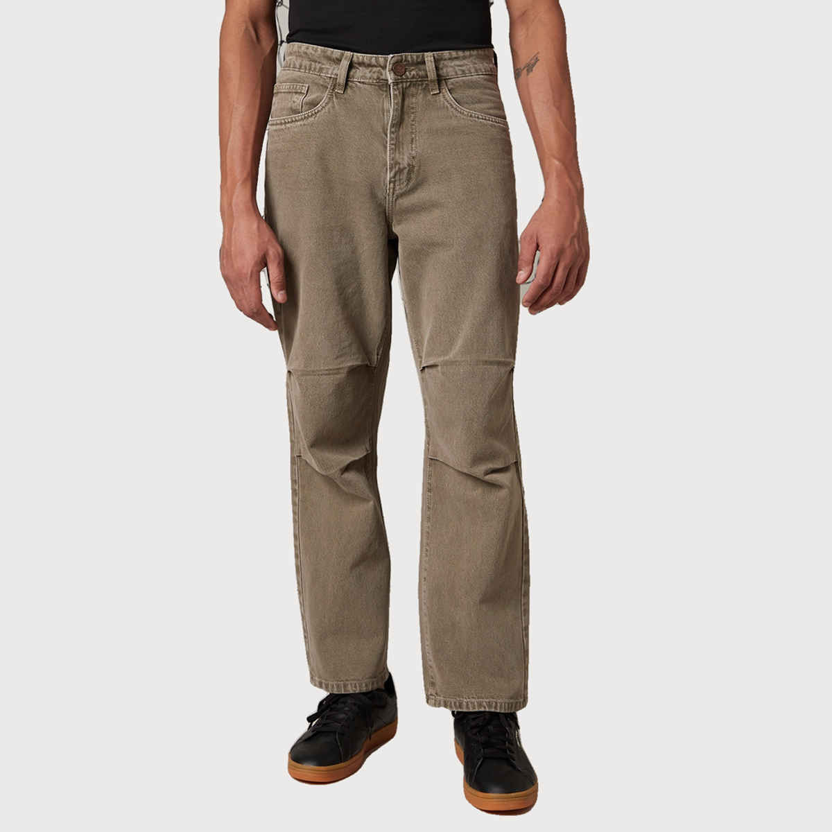 Hubberholme Men's Loose Relaxed Fit Light Parachute Detail Fade Jeans | Green - 34