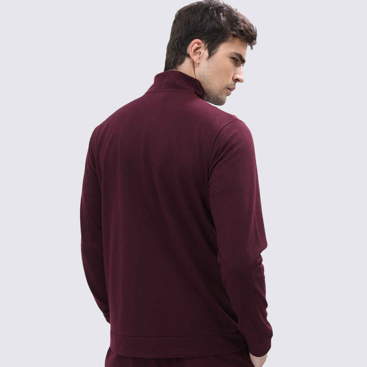 HIGHLANDER Men's Mock Neck Tailored Jacket | Burgundy - S