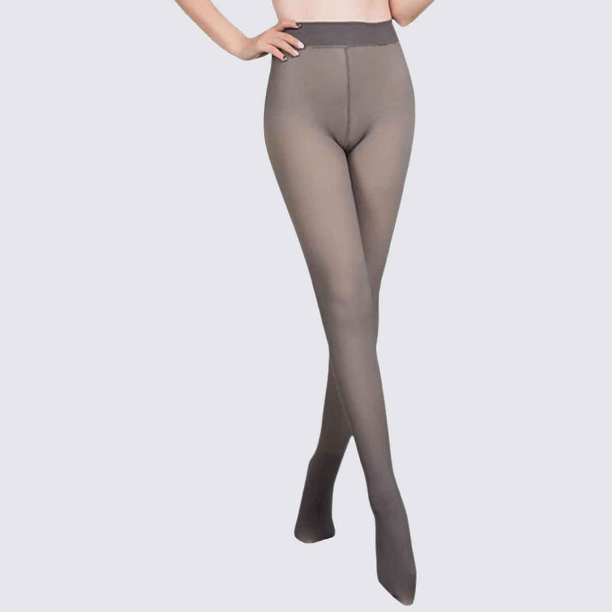 Secrets By ZeroKaata Grey Dual Tone Fleece Winter Fur Pantyhose Stockings