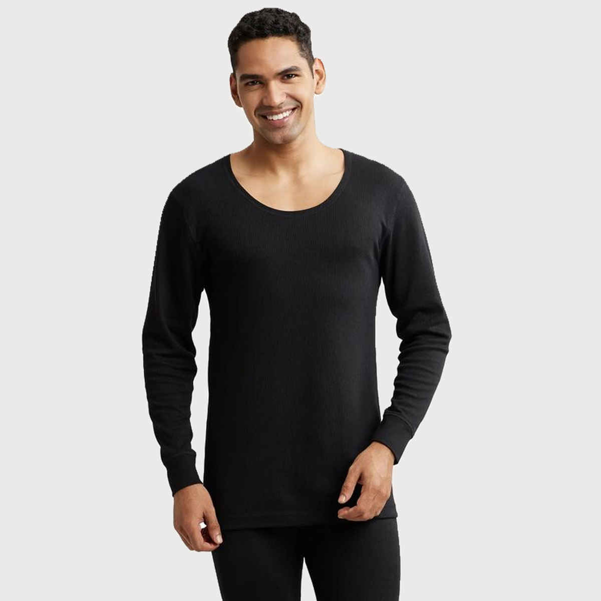 Jockey 2401 Men's Super Combed Cotton Rich Full Sleeve Thermal Undershirt | Black-S