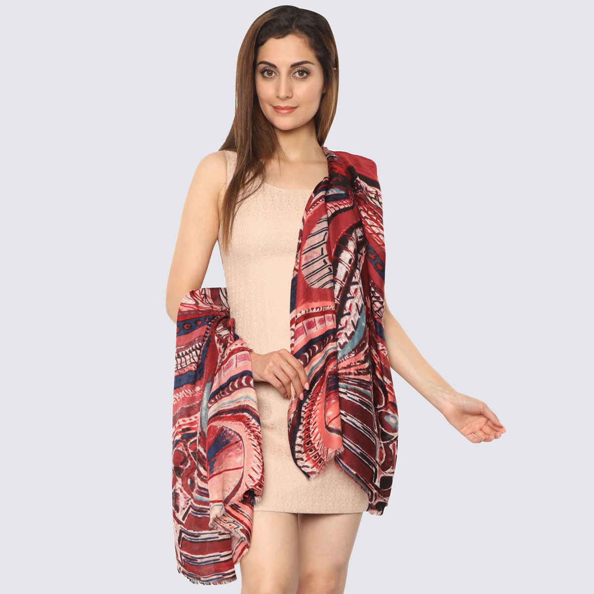 Fabseasons Women's Printed Scarf | Maroon - One Size