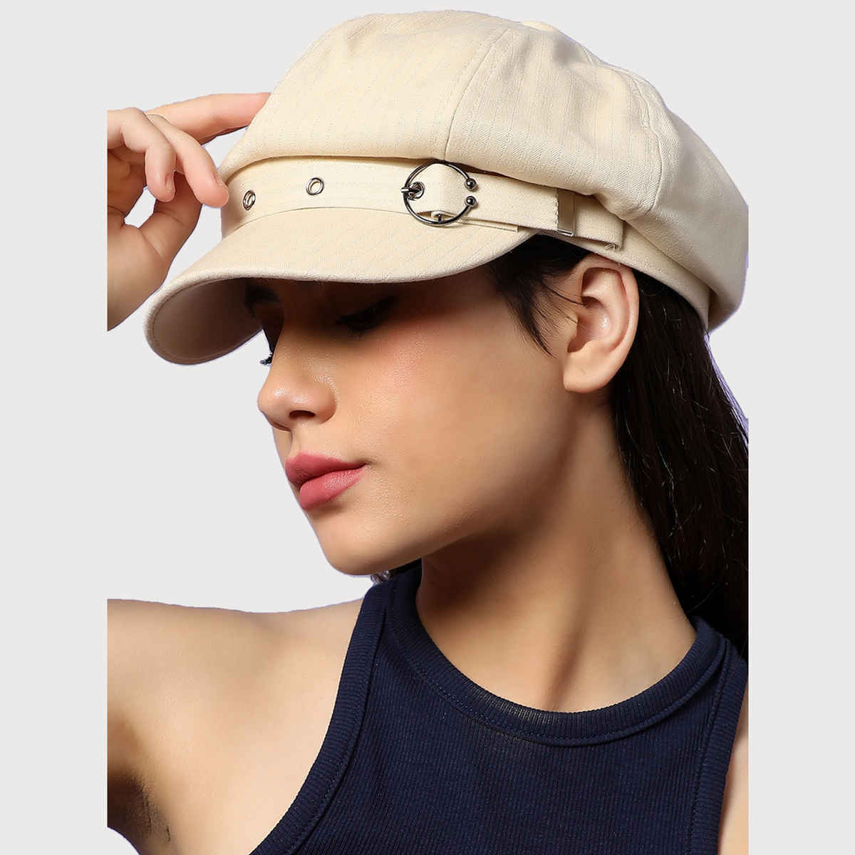 Haute Sauce Women's Solid Polyester Cap | White - One Size