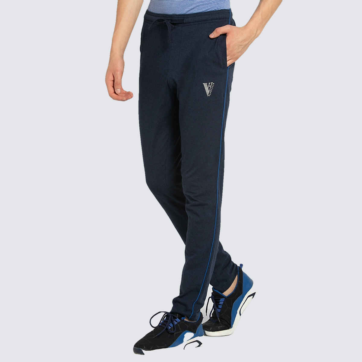 Van Heusen Athleisure Men Smart Tech & Easy Stain Release Trackpants |Blue Melange |L