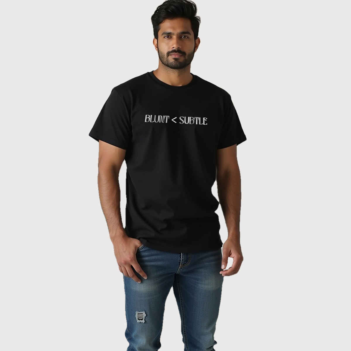 Mad Over Print Men's Blunt Subtle T-shirt | Black - XXL