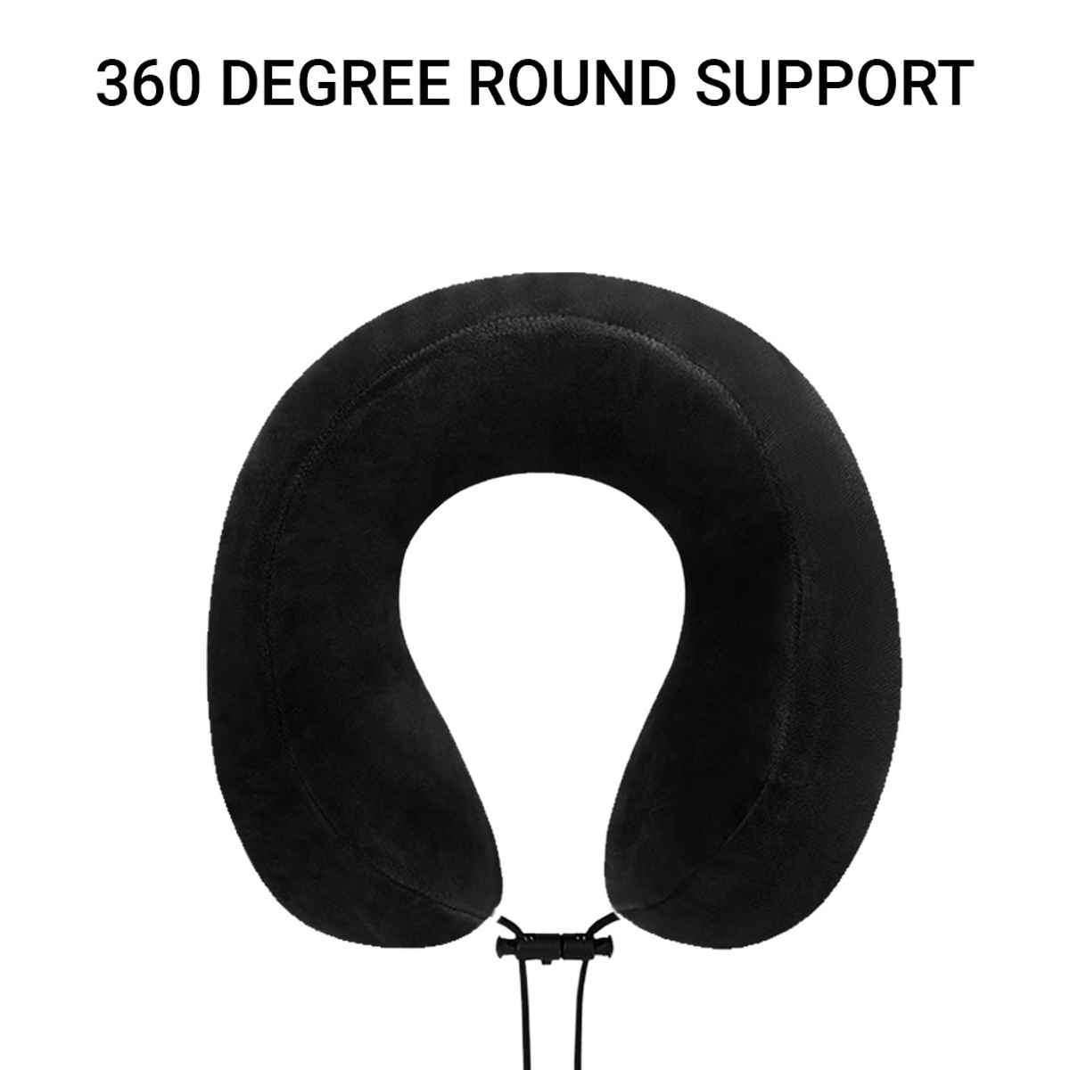 Billebon Premium Fibre Filled Travel Neck Pillow | Round Shape| Black