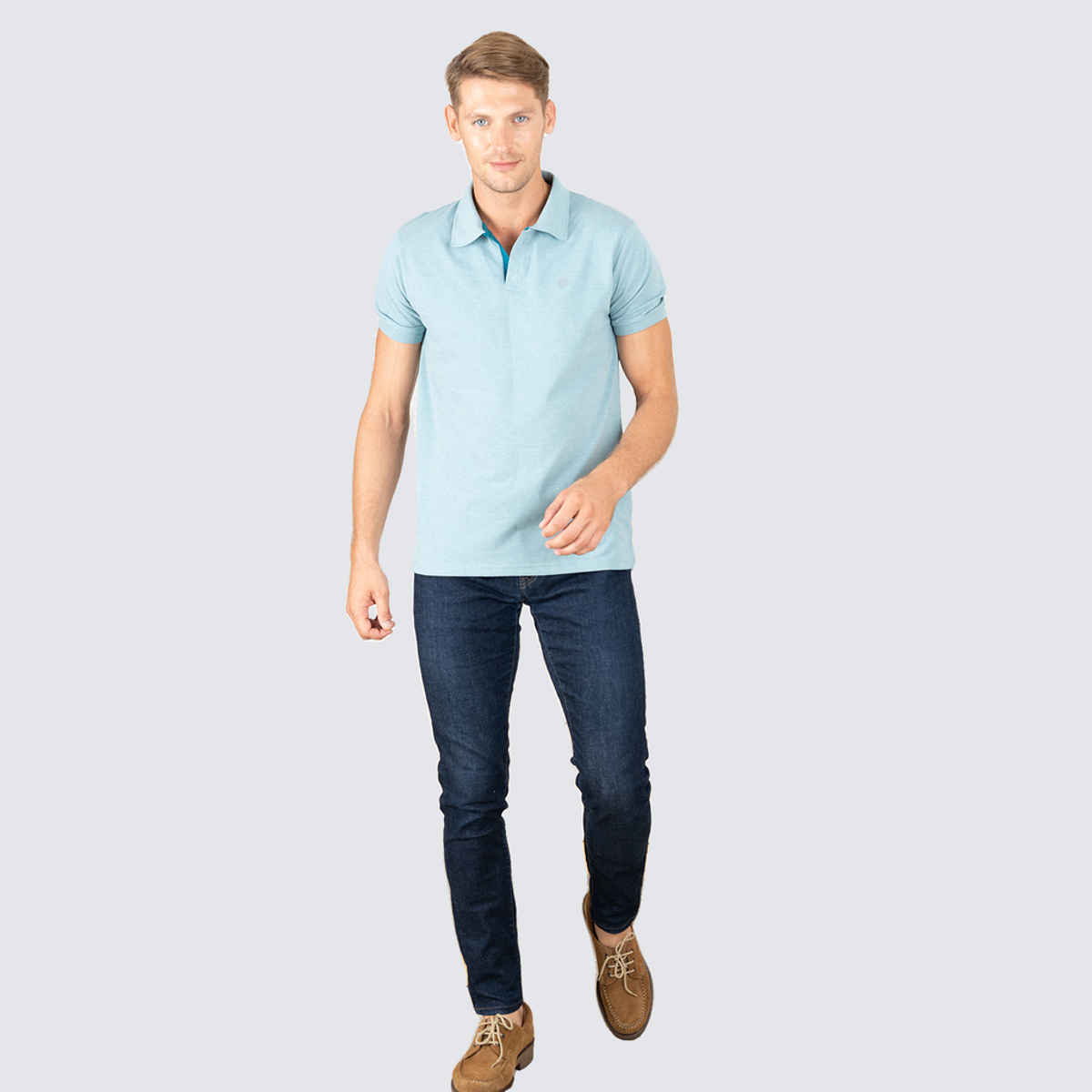 Lux Cozi Men's Cotton Polo T-Shirt, Pale Green, L