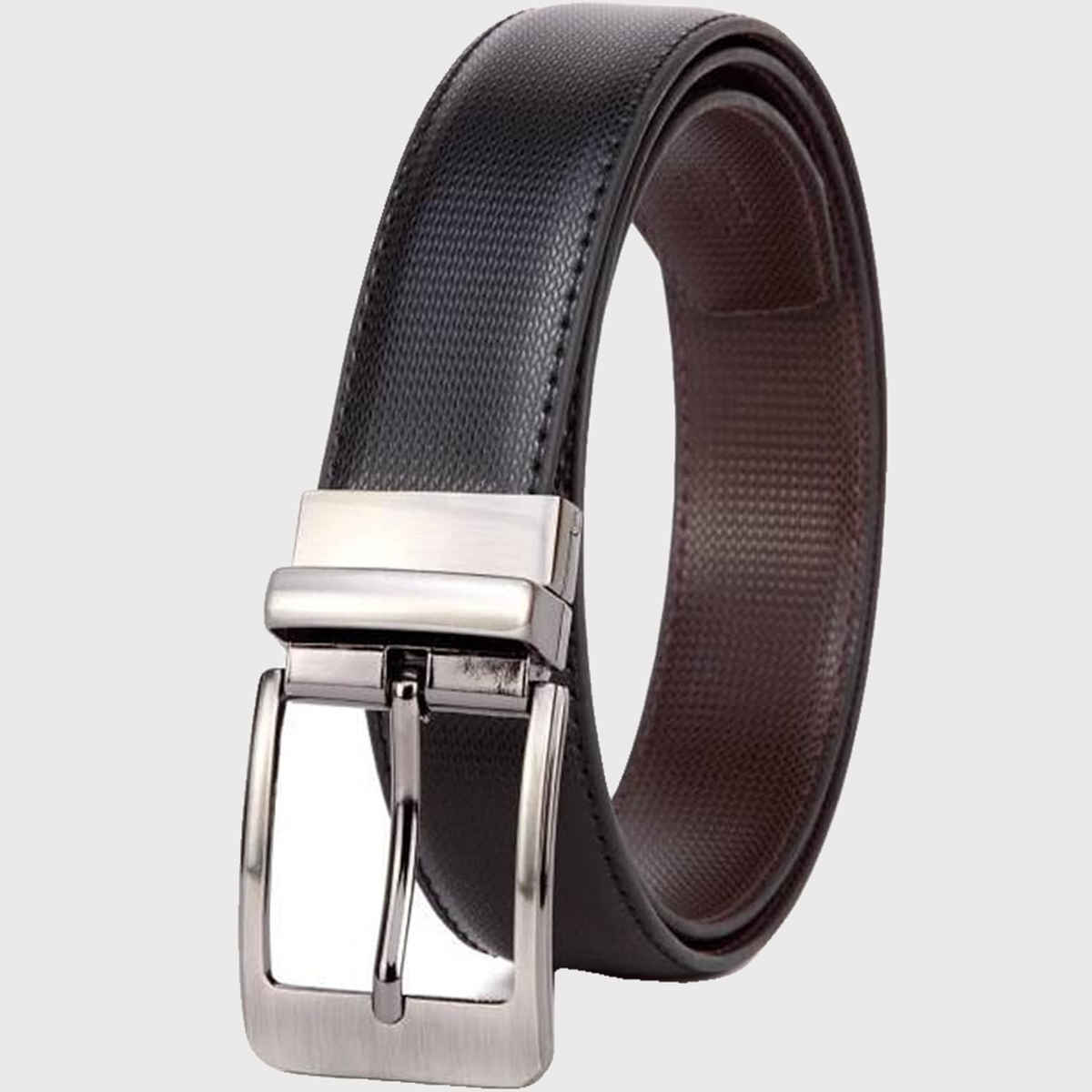 Urban Alfami Men's Textured Artificial Leather Reversible Belt | Black and Brown - 40 Inches