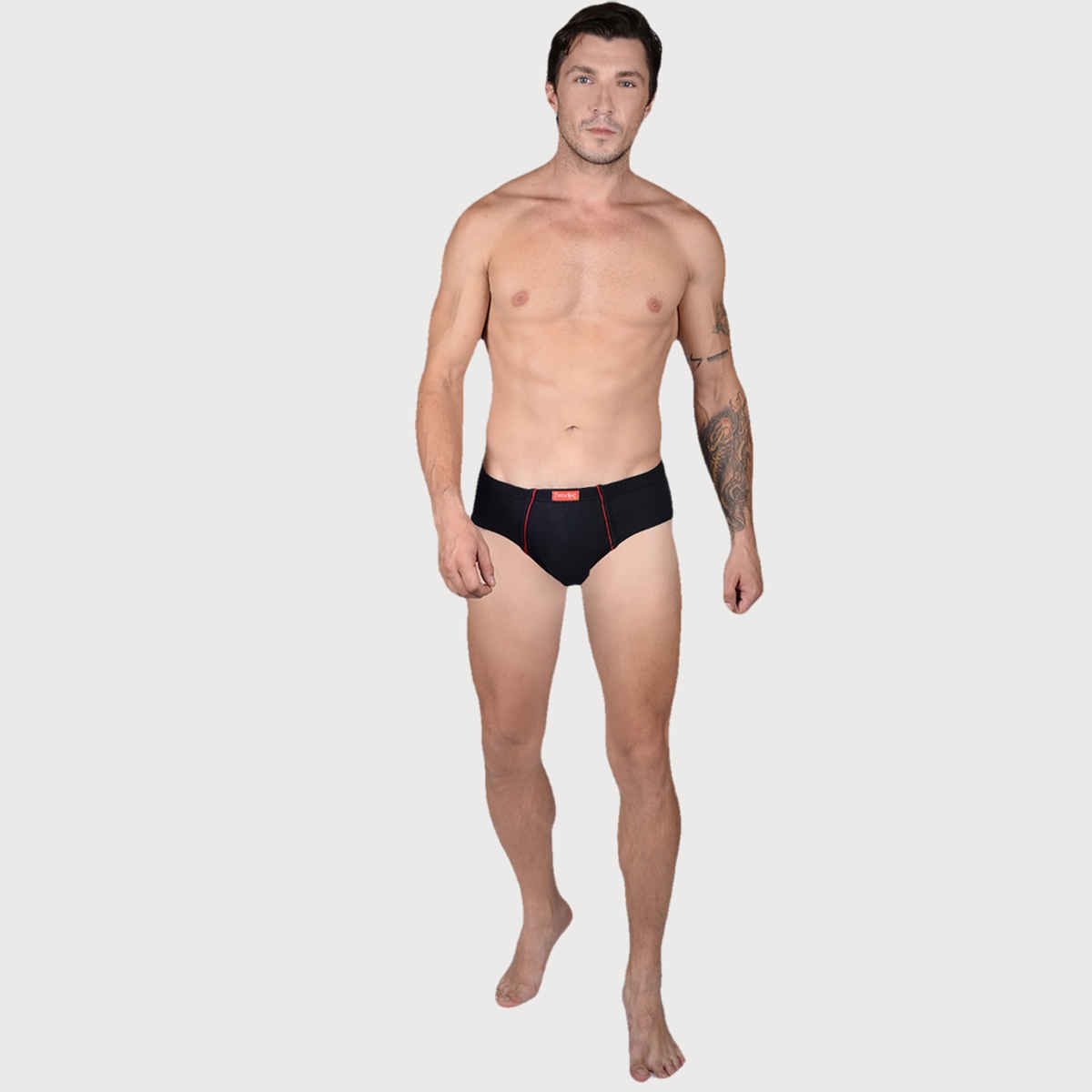 Frenchie Plus Mens Brief | Pack of 2 | Grey Melange | Black | 100 cm