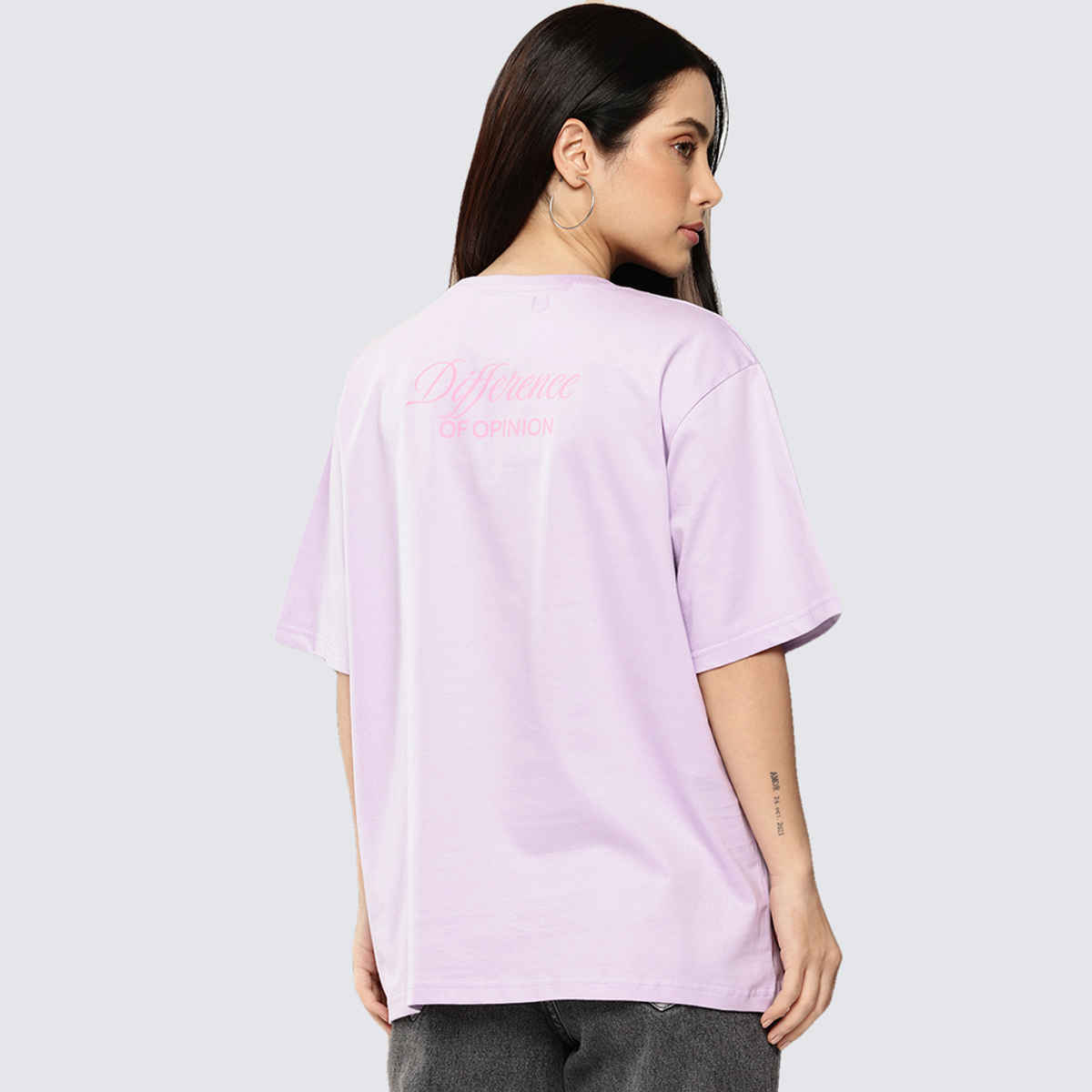 Difference Of Opinion Women's Short Sleeve Oversized Printed T-shirt | Lavender - XL