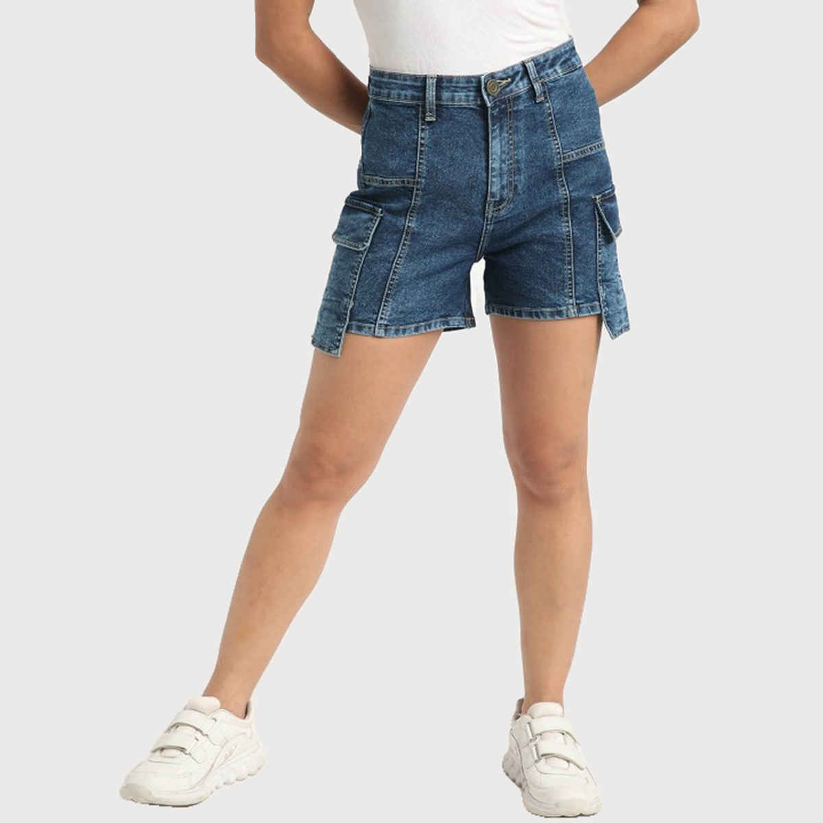 Bene Kleed Women Dark Blue Regular Denim Shorts 32