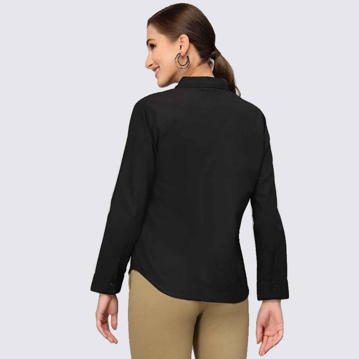 Style Quotient Women Black Classic Formal Shirt-M
