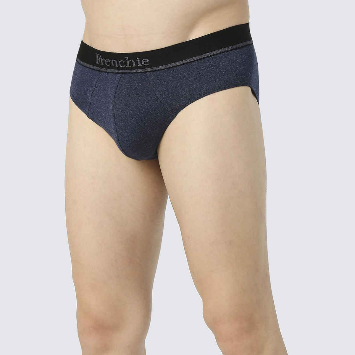 Frenchie Mens Brief Essentials | Pack of 2 | M | Grey Melange | Indigo Melange