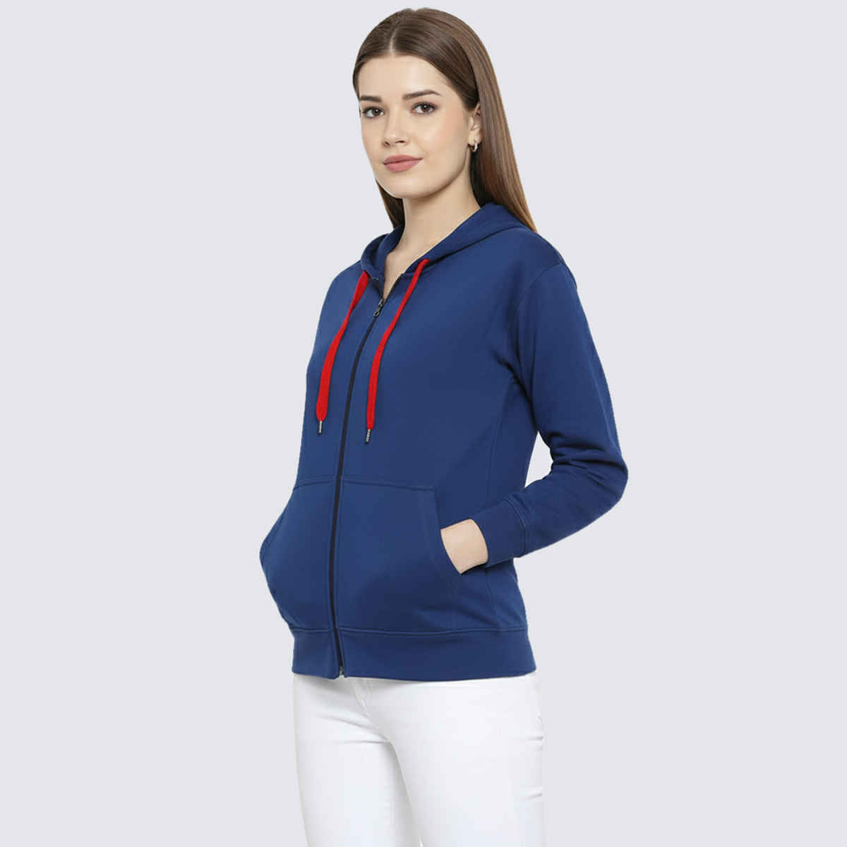 SCOTT INTERNATIONAL Women's Winter Hoodie with Zipper | 2024-SSLZ-W-RB | Royal Blue - L