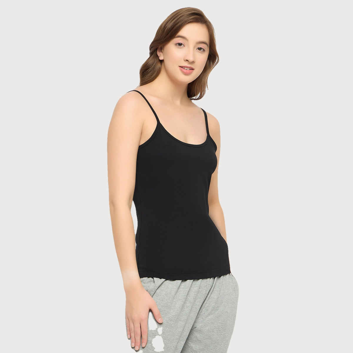Clovia Chic Basic Camisole - Cotton(Black - Xl)