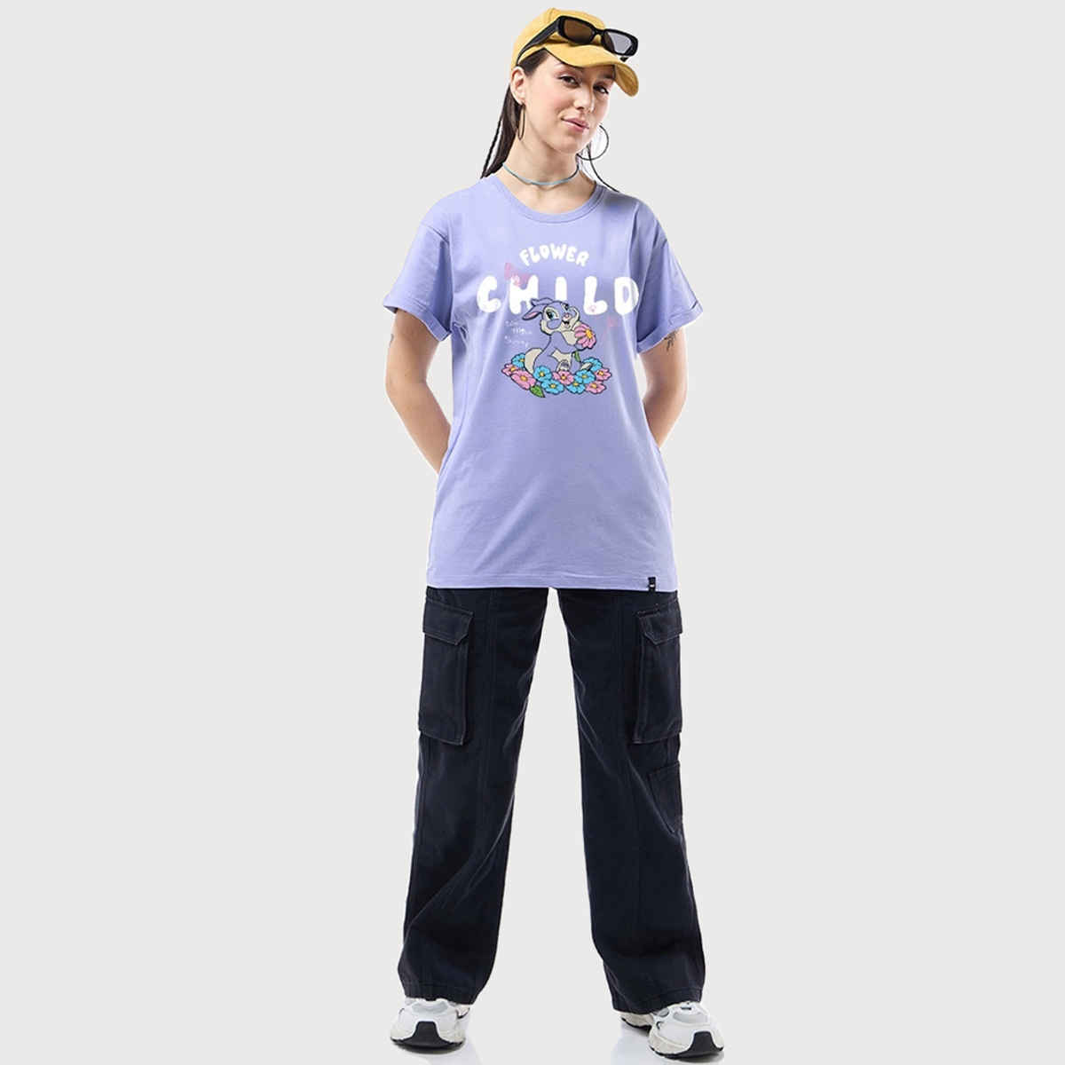 Bewakoof Women's Official Looney Tunes Baby Flower Child Printed Boyfriend T-shirt | Lavender - XL