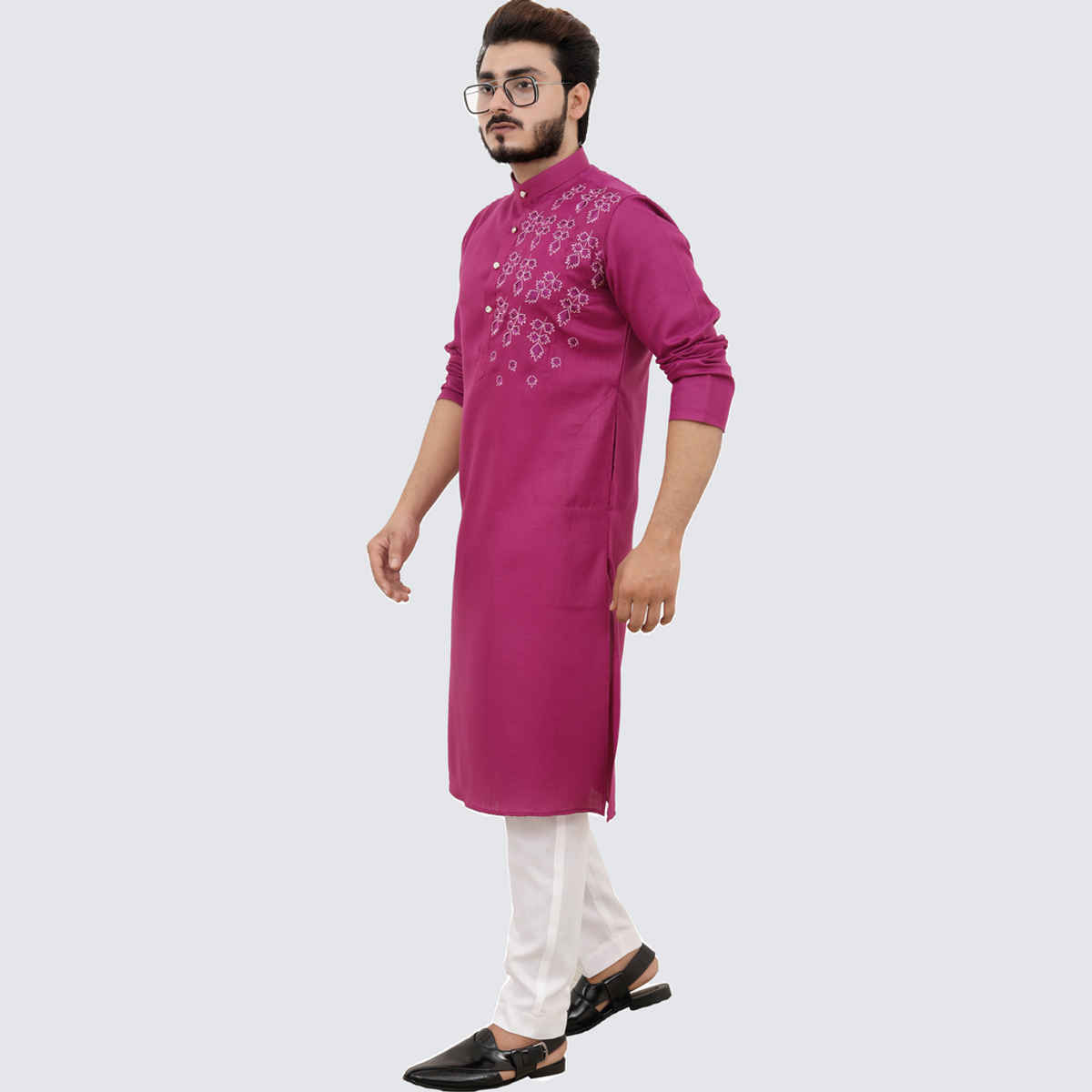Tibra Collection Men Kurta - Burgundy | Designer | Cotton Blend | L
