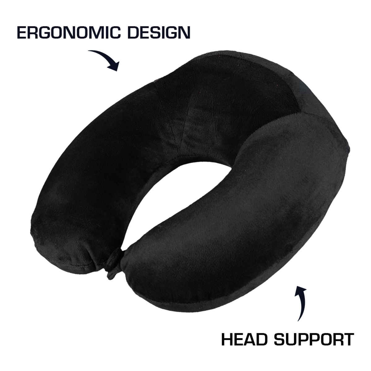 Billebon Unisex Memory Foam Travel Neck Pillow | Black - One Size