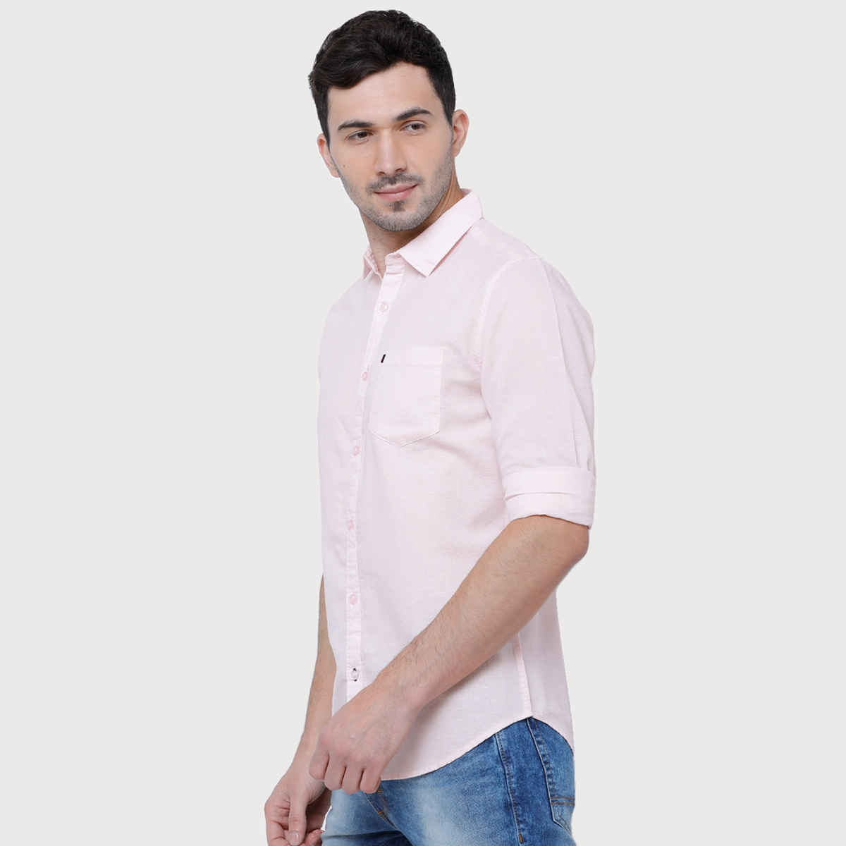 Highlander Men's Slim Fit Solid Casual Shirt | Pink | XL