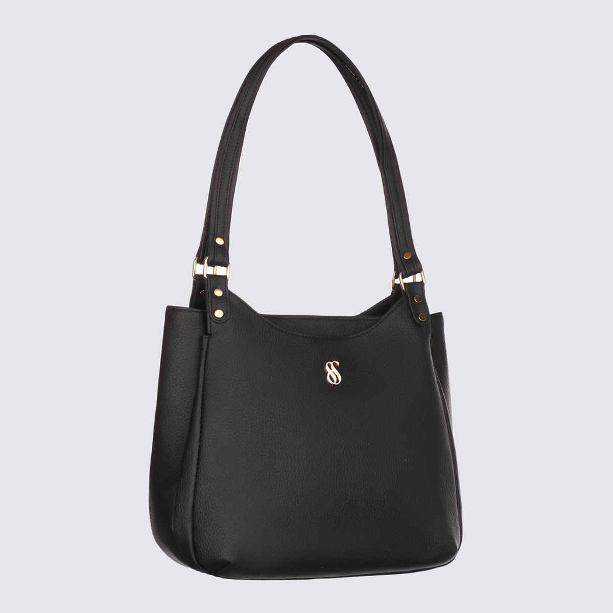 Fostelo Women's Vegan Leather Blossom Luxe Shoulder Bag | Ladies Purse Handbag | Black - Large