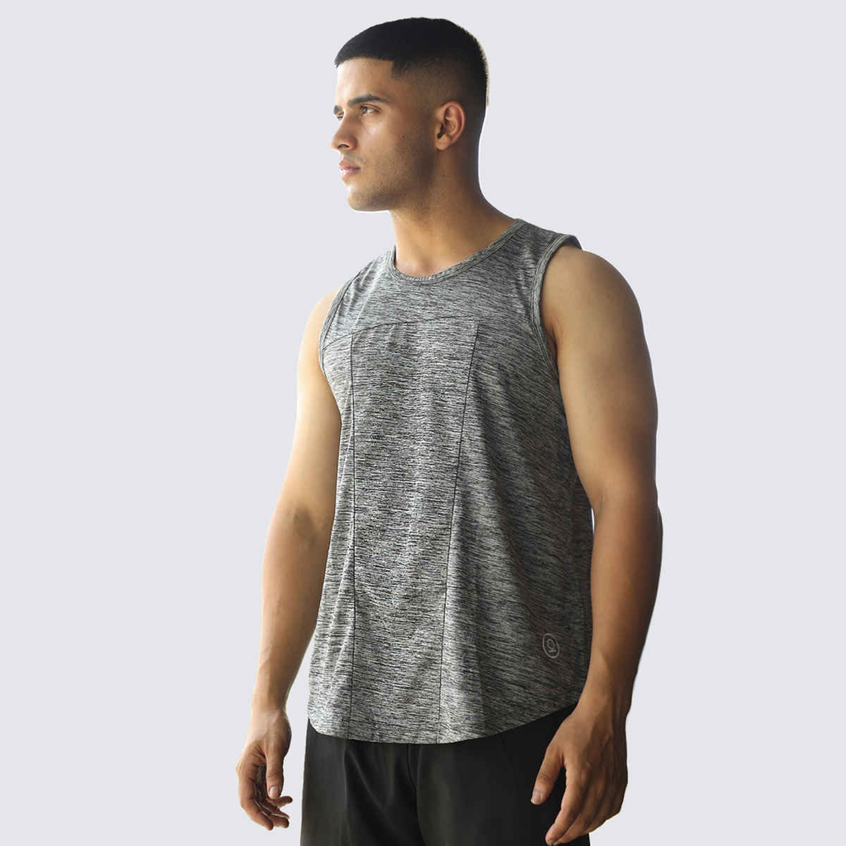 Chkokko Men Gym Regular Fit Tank Tops Sports Sleeveless Vest Dark Grey | Size L