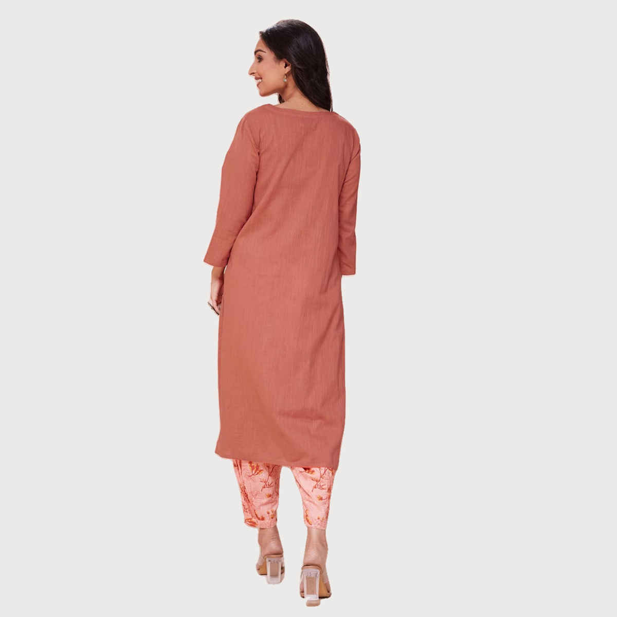 Fabindia Women's Kurta & Salwar Set Full Length | Red - XS