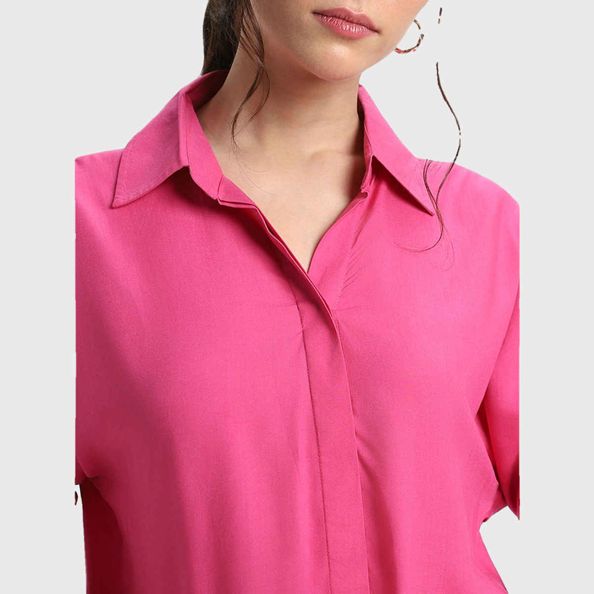DL Women's Spread Collar Casual Shirt | DLWSHW23003 | Pink - S