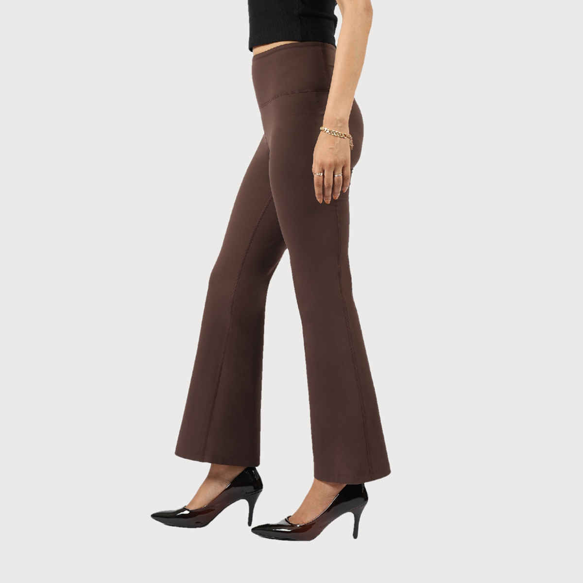 Blissclub Women's Ultimate Flare Pants - Lite Barkha Brown | 2XL