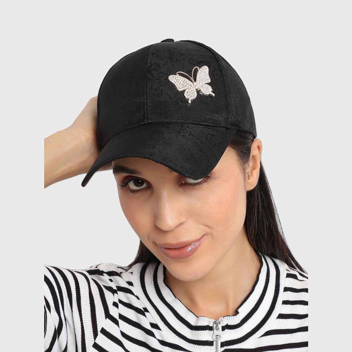 Haute Sauce Women's Embellished Polyester Baseball Cap | Black - One Size