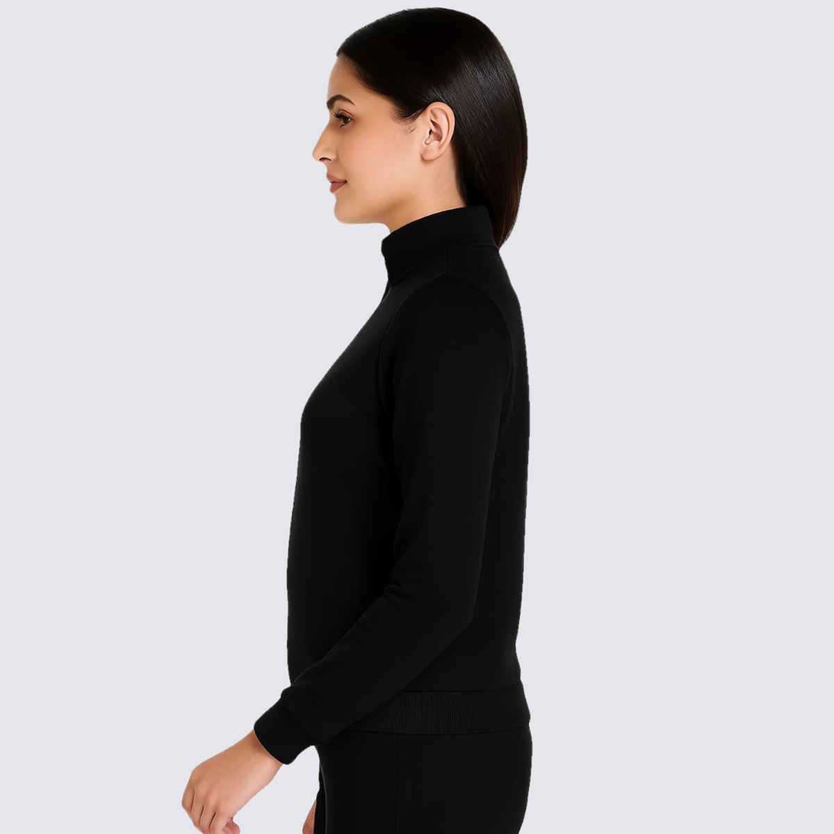 GCYX Women's Hi NECK VIBES Sweatshirt | Black - M