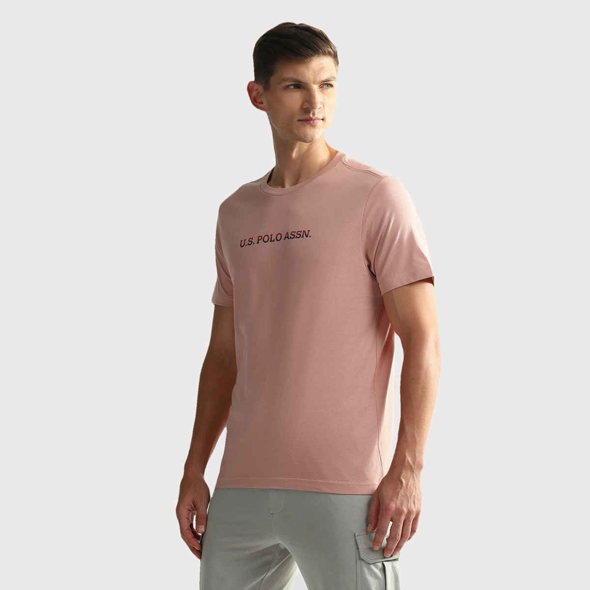 U.S. Polo Assn. | T-Shirts | L | Pack of 2 | Pastle Pink and Grey Mel