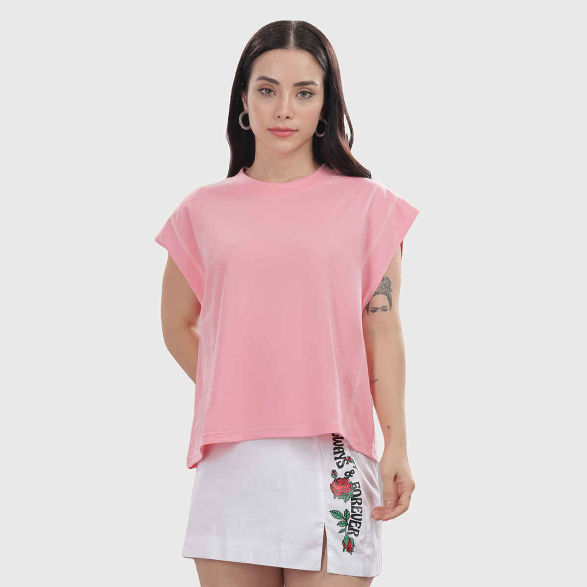 Outlaws Women's Cotton Tank Top | 160 GSM Fabric | Bio Washed | Round Neck | Peach - M