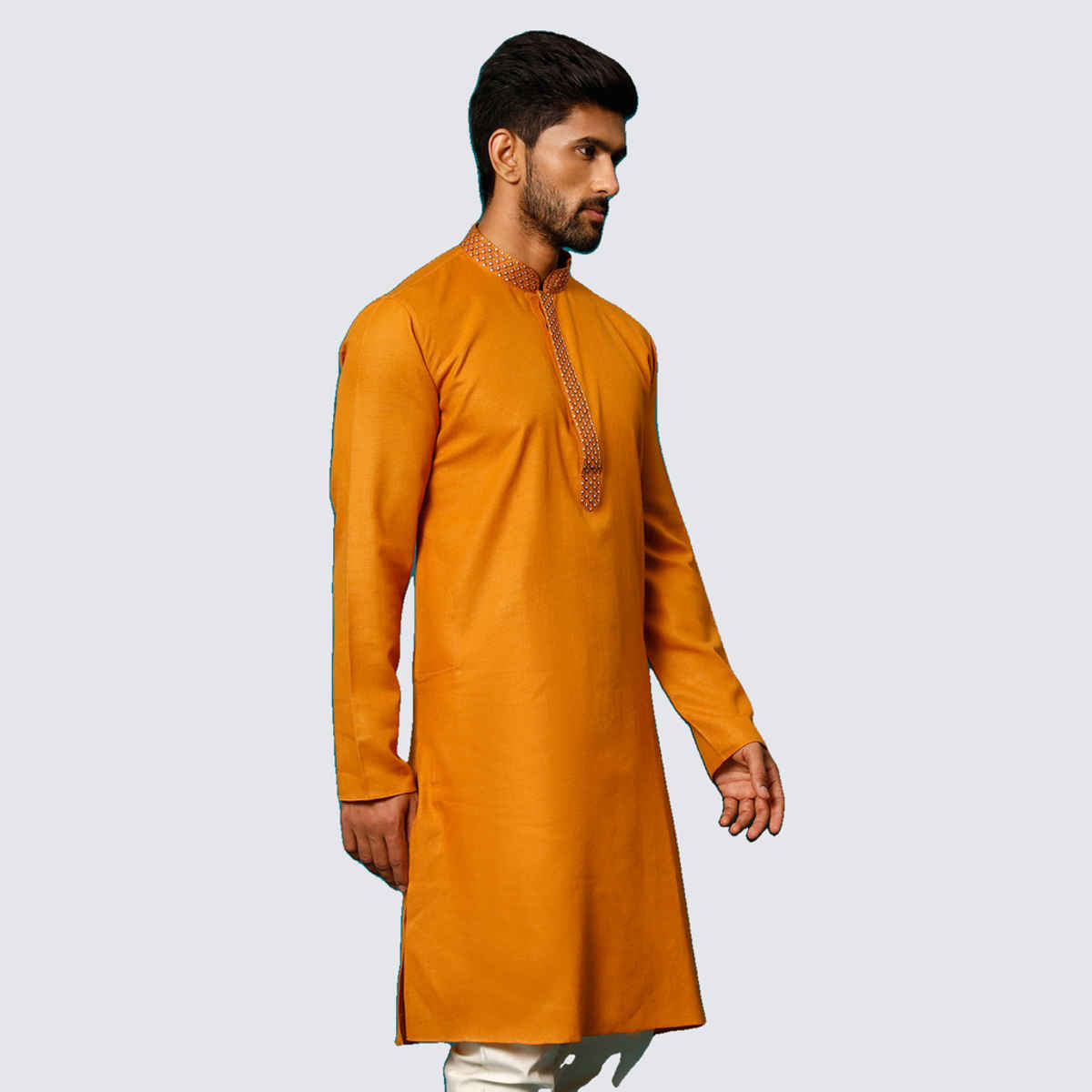 Vastramay Men's Cotton Blend Kurta for Eid | Rust - S