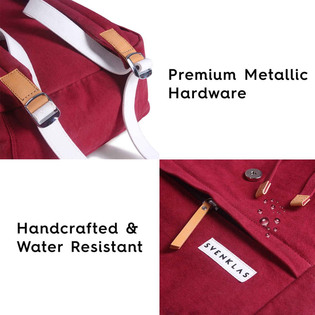 Svenklas Unisex Solid Canvas and Genuine Leather 20 L Top Handle Laptop Backpack | Red - 16 Inches