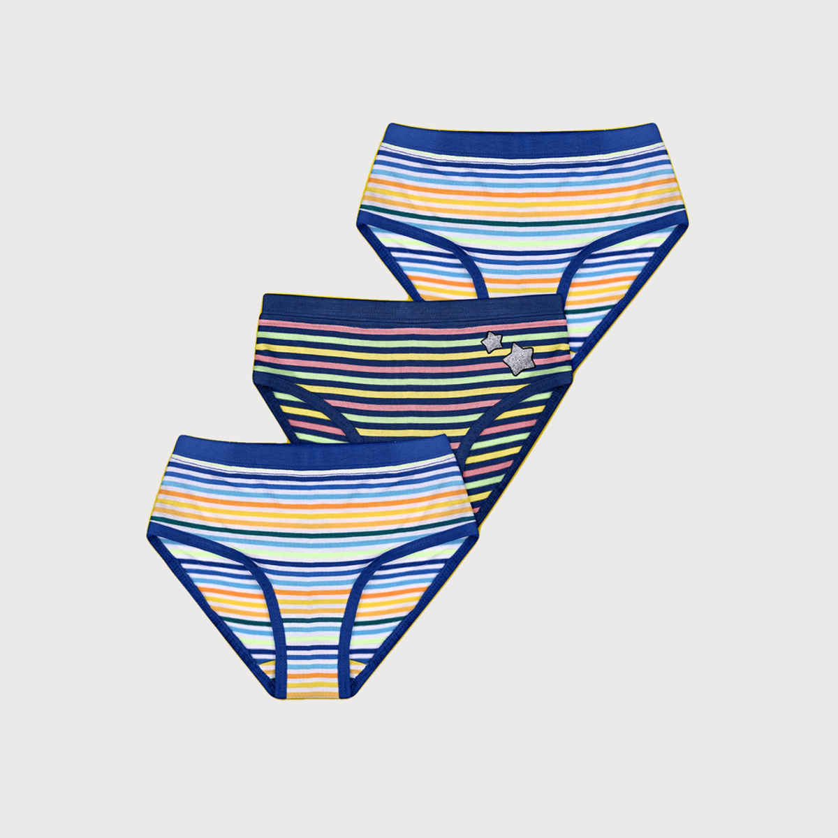 XY Life Hipsters for Girls, Tencel Modal, Antimicrobial - Multi Stripes | 7-8Y| Pack Of 3 Panty