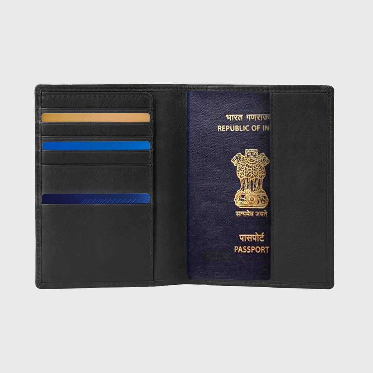 Travel Blue Unisex Solid Leather Passport Wallet | Black