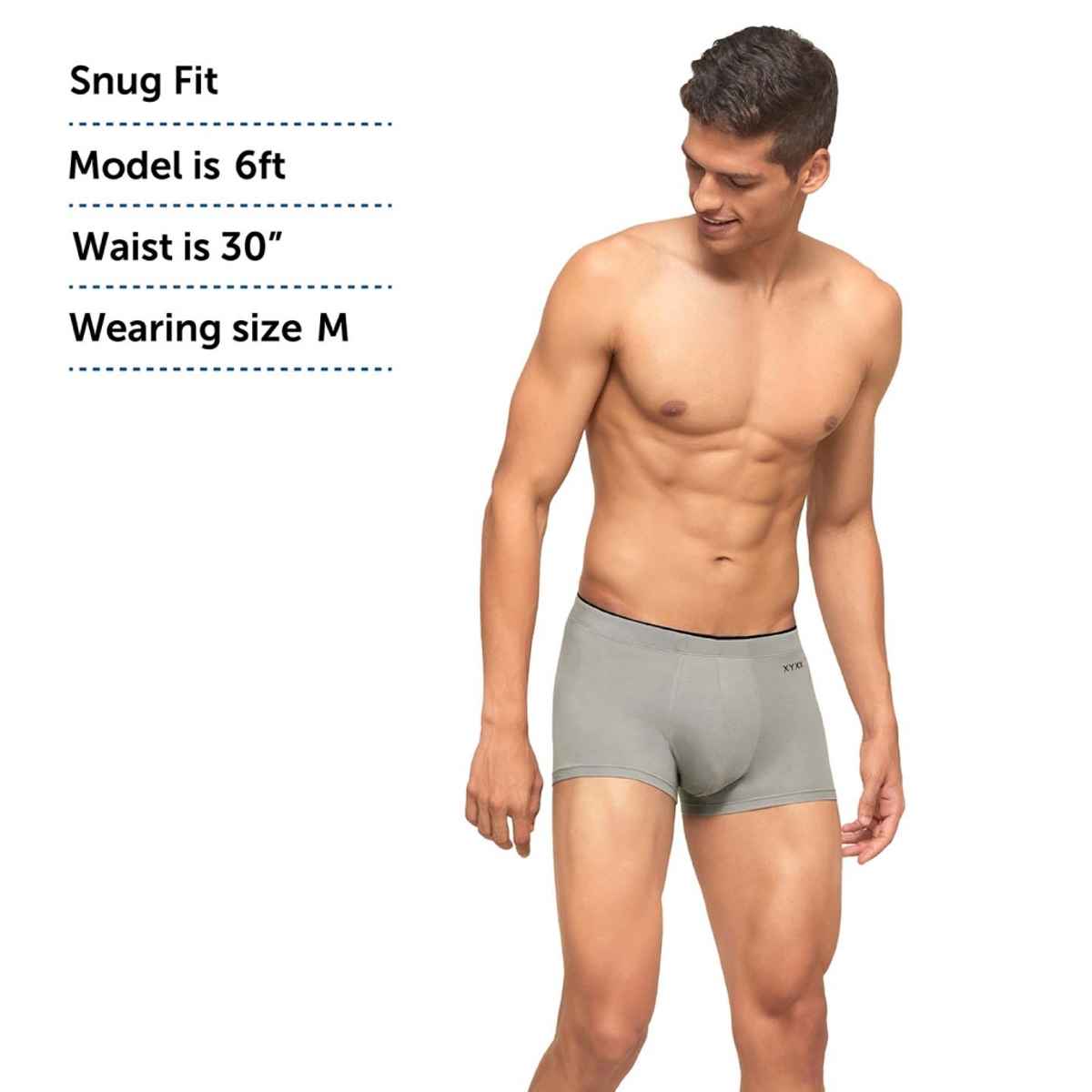 XYXX Men's Uno Modal Solid Trunks Pack of 2, Coral Grey & Heather Grey | S