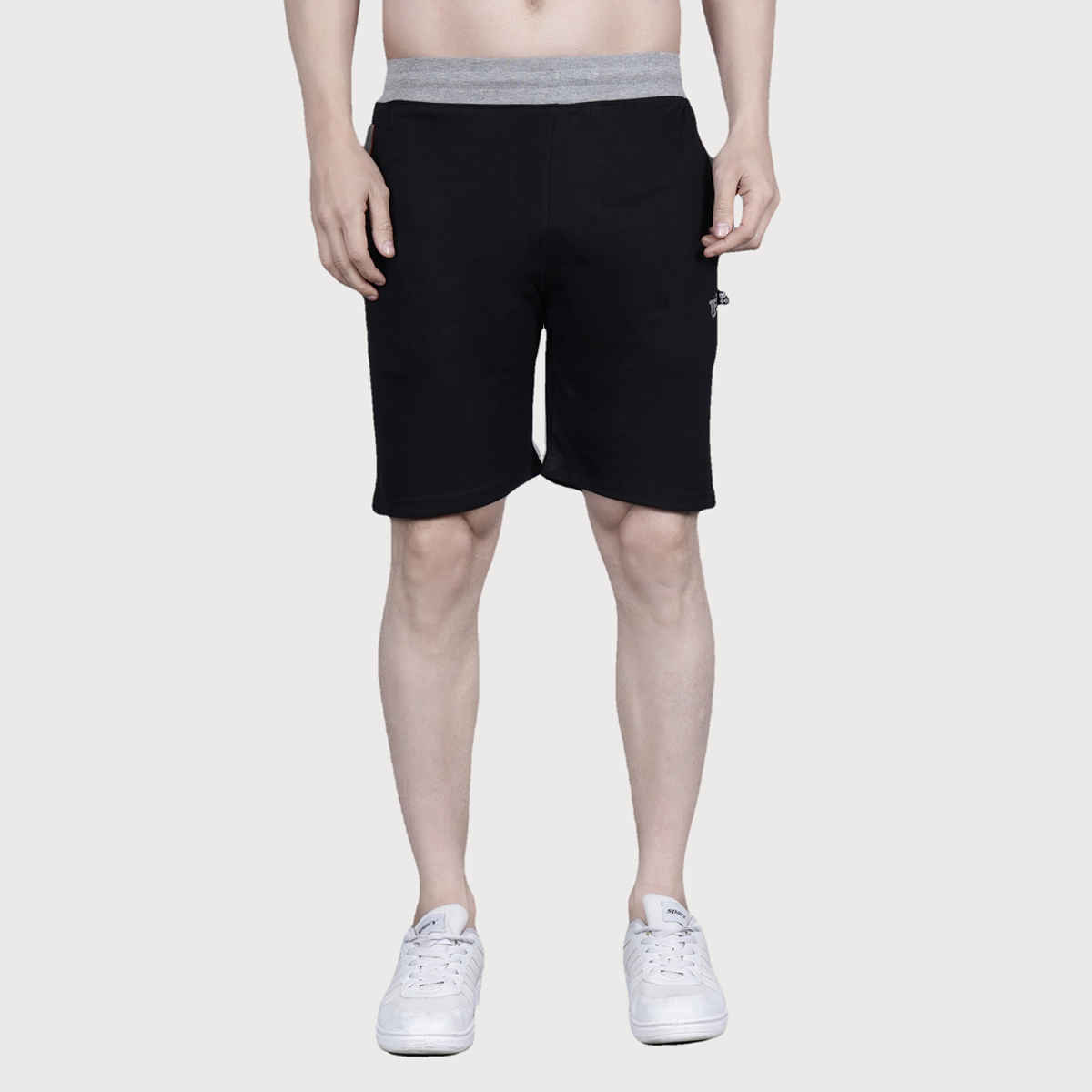 Texfro Men's | Solid Knee Length Sports & Regular Shorts with Side Pockets - Black | 2XL