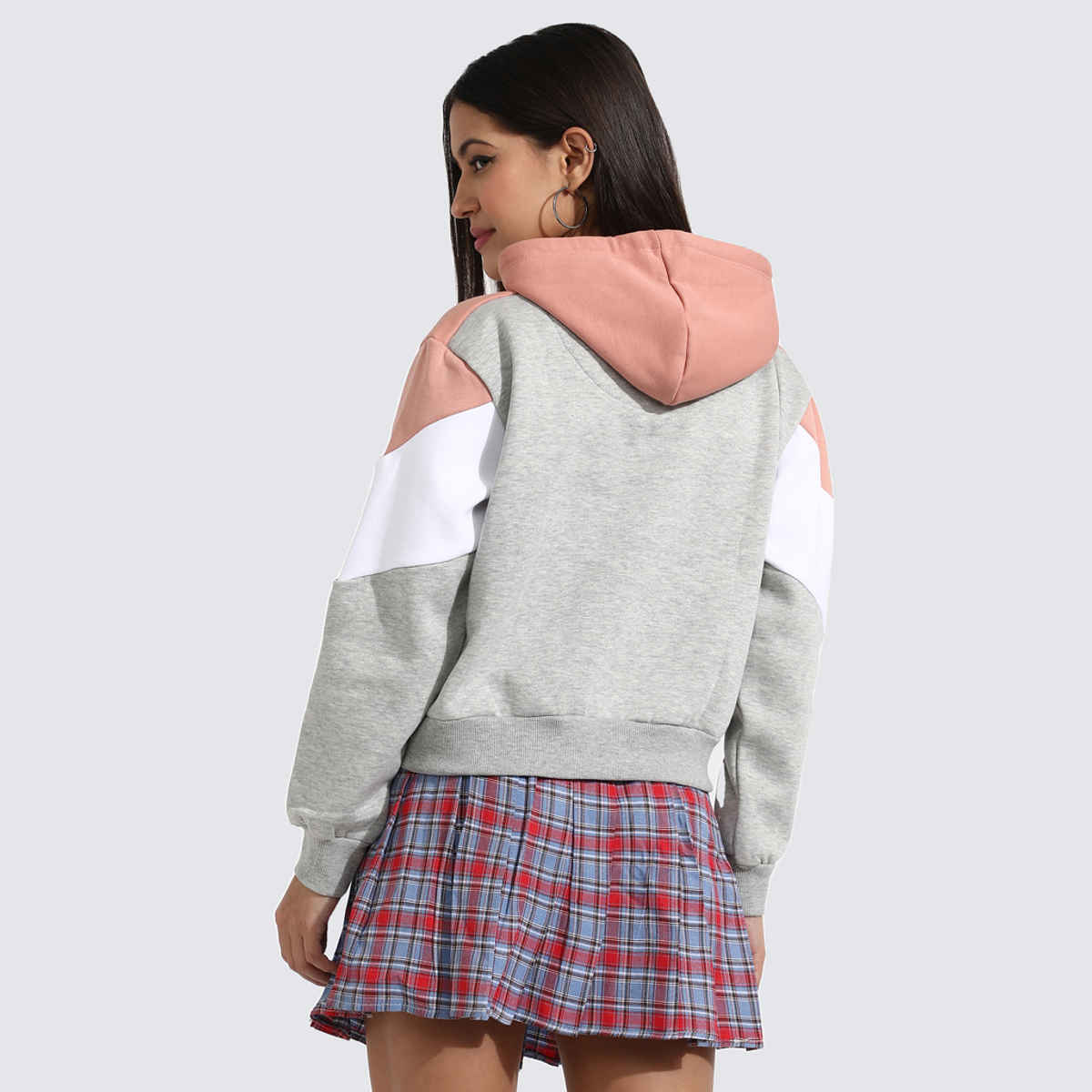 Campus Sutra Women's Pullover Hoodie with Contrast Panels | Multicolour - S