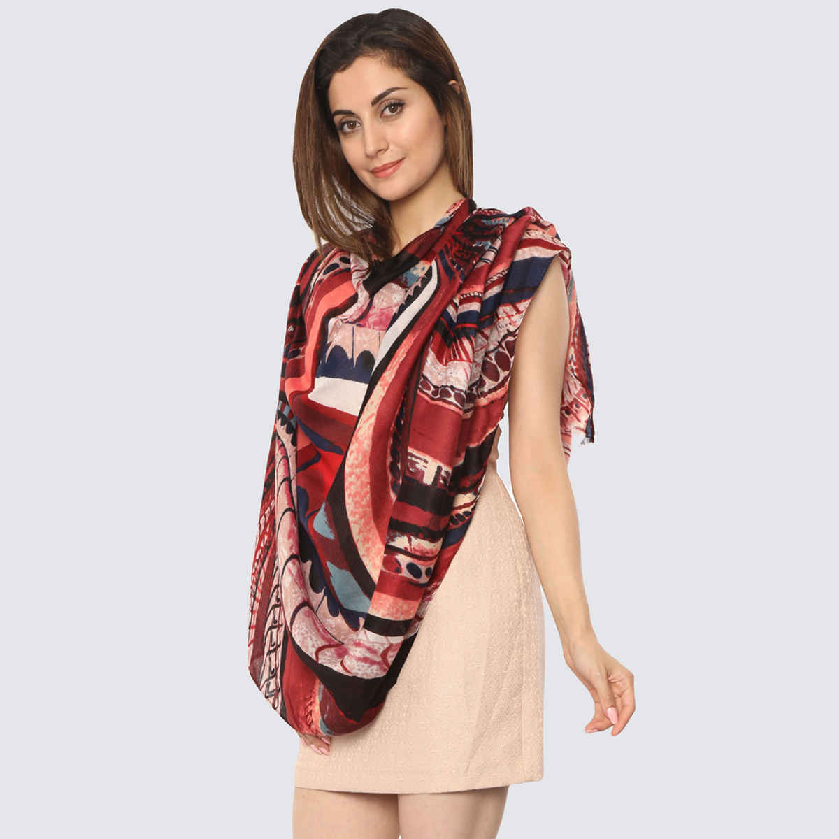 Fabseasons Women's Printed Scarf | Maroon - One Size
