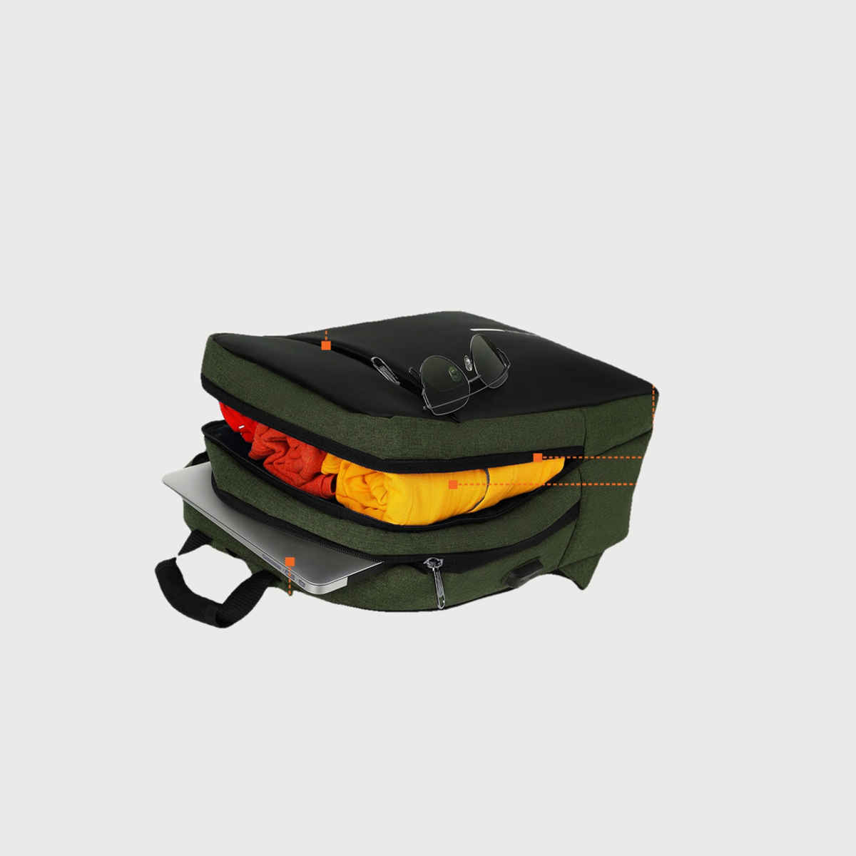 Fur Jaden 22 L Green Anti-Theft Backpack with USB Port and Number Lock | Padded Laptop Compartment