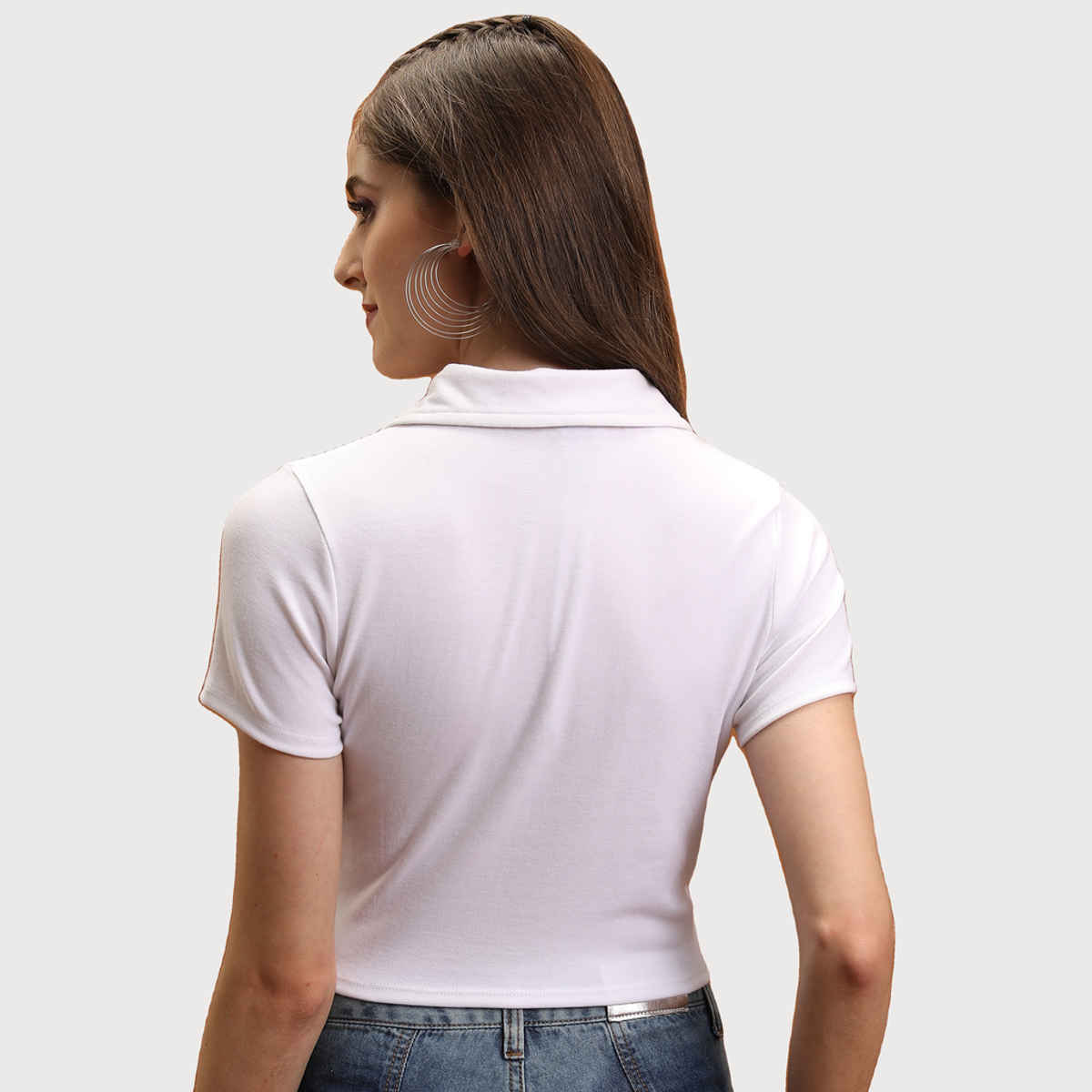 Tokyo Talkies Women's Knited Crop Tshirt | White - S